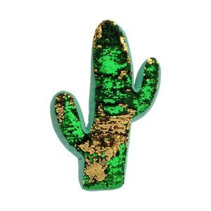 Reversible Sequin Flippable Cactus Pillow Plush 15" green and gold stim toy